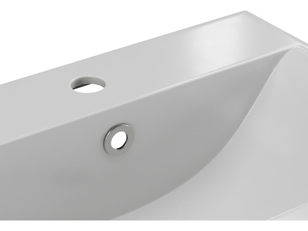Vente-unique - Lavabo semiempotrado rectangular de cer·mica - blanco - YASMAC