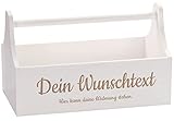 LAUBLUST Geschenkkorb Holz Personalisiert - Präsentkorb mit Wunsch-Gravur - 6 Schriftarten - ca. 34x18x20cm, Weiß, FSC®