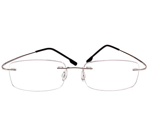 Poxas Memory Titanium Frameless Lightweight Reading Glasses Hingeless Flexibled Frames for Mens Womens