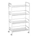 SINGAYE 4 Shelf Metal Rolling Utility Cart Storage Organizer Cart for Bathroom Kitchen Stainless Steel White
