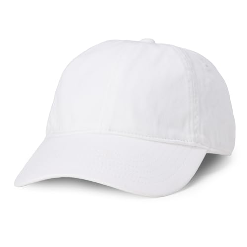 Amazon Essentials Womens Washed Cotton Canvas Baseball Cap with Adjustable Strap White One Size