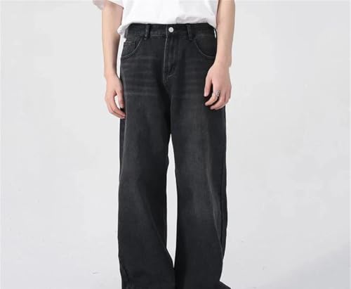Men High Waisted Straight Wide Leg Denim Pants Casual Washed Vintage High Street Trousers2