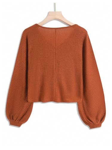 Image of SOLY HUX Women's Long Sleeve Shirts Ribbed Knit Pullover Tops Tee