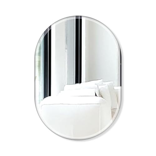 Image of Creative Arts n Frames 14x20 inch 5mm Thick Beveled Smooth Edges Frameless Wall Mount HD Mirror Home Office Hotel Decor for Living Restroom Bedroom Bathroom (Capsule Shape 14x20 inch HD Mirror)