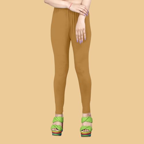 Image of Women's Solid Mid Rise Slim Fit Ankle Length Leggings - Comfortable and Stylish Yoga Pants for Workout, Running and Everyday Wear