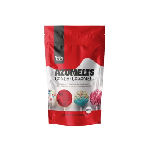 Azucren, Melts Rojo, Cobertura para Derretir, Sabor Similar al Chocolate, Ideal para Cubrir, Moldear, Bañar y Decorar Tartas, Cake Pops y Postres, Textura Cremosa y Fácil de Usar, 250 g