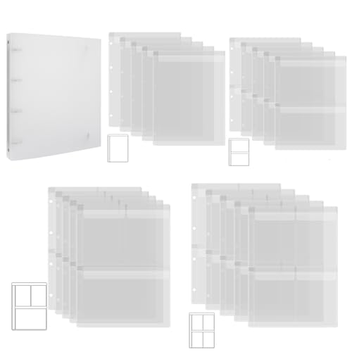 Image of 20 Pages A4 4-Rings Clear Stamps Storage Embossing Folder Storage Photo Storage Album Seal Bags Storage Keeper Cards Folder Storage Bag for DIY Scrapbooking Arts Crafts Collecting Bags