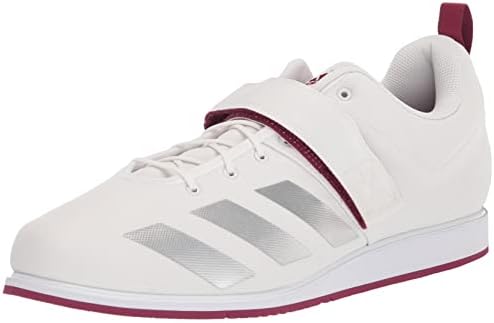 adidas Men's Powerlift 4 Weightlifting Shoes Cross Trainer, White/Silver Metallic/Legacy Burgundy, 11