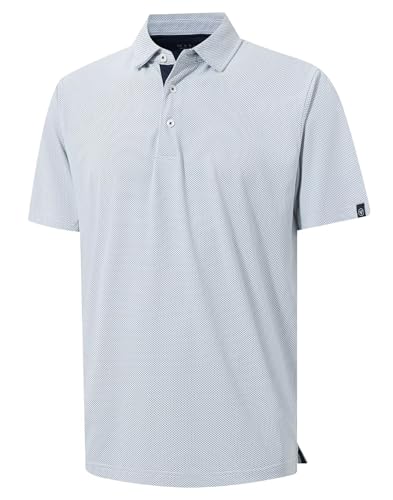 M MAELREG Mens Polo Shirt Short Sleeve Dry Fit Performance Moisture Wicking Solid Collared Golf Polo Shirts for Men Navy