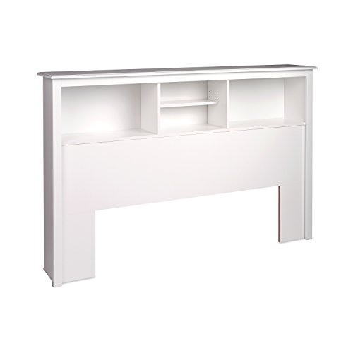 Prepac Full Mate's Platform Storage Bed With 6 Drawers, White & Full/Queen Bookcase Headboard, White #TOP6