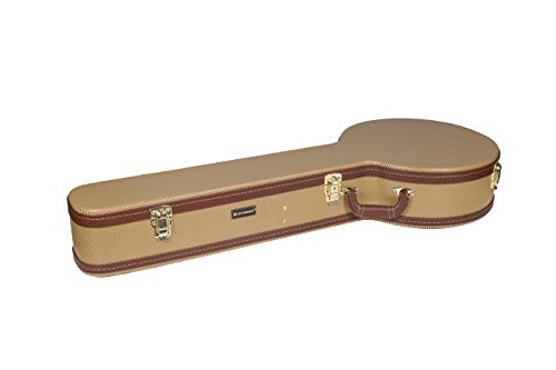 Image of Crossrock Wooden Banjo Case fits 5-string Resonator styles of Banjos- Stainless Steel Latches, Sponge Lining, Storage Space-Vinyl Tweed (CRW600BJTW)