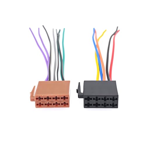 JZK Lot de 2 connecteurs ISO pour câbles audio voiture, adaptateur ISO pour faisceau câbles autoradio compatible pour VW, pour Ford, pour BMW, pour Polo et...