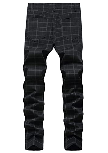 Banana Bucket Men's Casual Plaid Pants Modern Comfort Stretch Flat-Front Skinny Pants Skinny Fit Plaid Flat-Front Dress Pants2