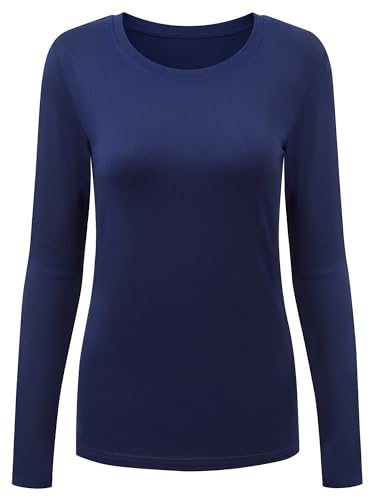 floralhue Underscrub Long Sleeve Women, Scrub Undershirts Crew Neck Comfort Tee with Ultra Soft Fabric, Navy Blue, L