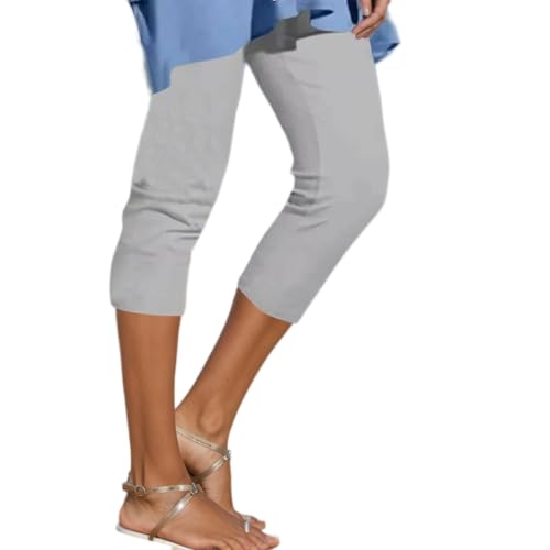 TIAFORD Women's Summer Casual Loose Capri Leggings Elastic High Waisted Lightweight Beach Vacation Cropped Pants