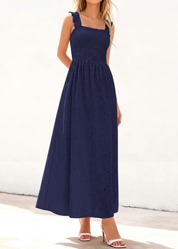 Image of KIRUNDO Summer Lace Dress for Women Eyelet Maxi Sundress