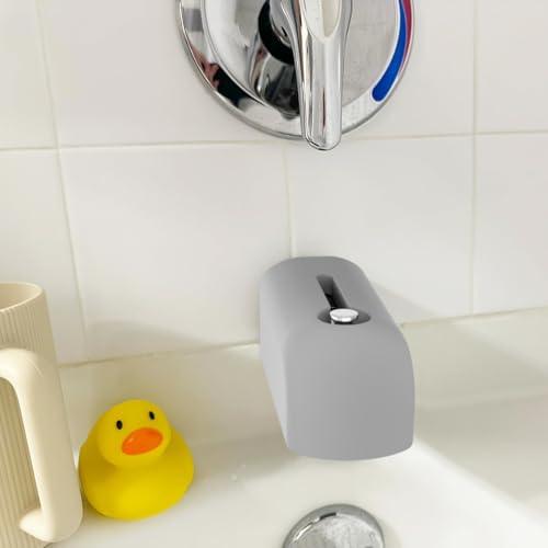Image of Bathtub Faucet Cover, Soft Silicone Bath Faucet Cover for Kids, Bath Spout Cover for Tub, Faucet Covers for Bathtub Safety, Toddler Bath Tub Water Spout Cover, Universal Fit (Grey)