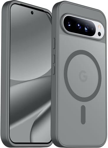 SPIDERCASE Magnetic for Google Pixel 10/Pixel 10 Pro Case, Military Grade Drop Protection Slim Translucent Matte Shockproof Anti-Fingerprint Phone Case for Pixel 10/10 Pro, Gray