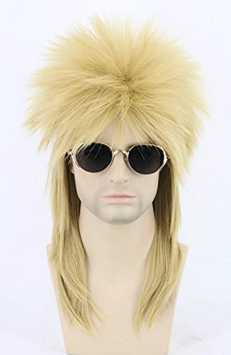 LeMarnia Loira Spiked Mullet Perucas para Homens e Mulheres 80s Heavy Metal Punk Rocker Perucas Traj