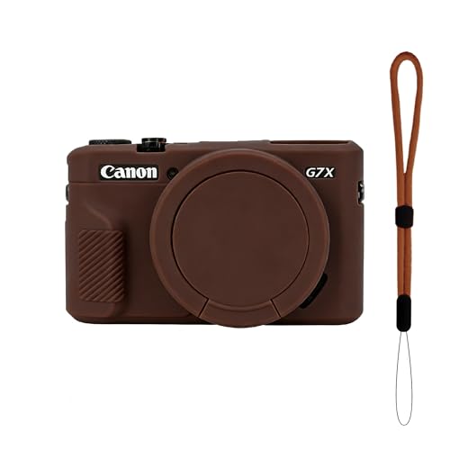 EONORY G7X Mark II Case Soft Silicone Camera Case for G7X Mark II Removable Lens Cover Camera Sleeve Protective Case with Wrist Strap (Brown)
