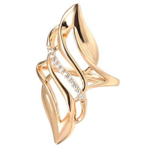 Cubic Zirconia Rings For Women, Rose Gold Ring Trendy Geometric Flame Shape Copper Non Tarnish Stackable Statement Pops Birthday Jewelry Engagement Gift Size 6, 7, 8, 9, 10