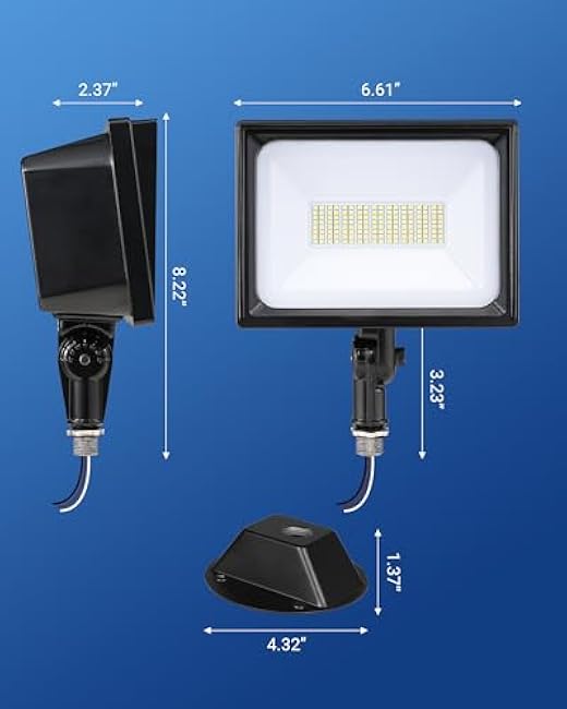 DEWENWILS 65W LED Flood Light Outdoor with Knuckle Mount, 6670 LM Super Bright IP65 Waterproof LED Security Flood Light, 5000K Daylight for Landscape, Garden, Yard, Garage,Driveway UL Listed