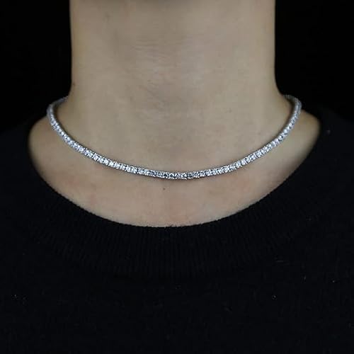 18K Gold Unisex Tennis Choker Necklace with 3mm Moissanite Chain,Iced Out Jewelry for Men and Women, Fashion Gift