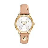 Michael Kors Slim Runway Three-Hand Nude Leather Watch