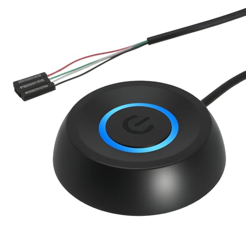 Netzschalter für Desktop Computers Binghe PC Power Button, PC Startknopf Extern, Einschaltknopf Extern, tragbare Büroschalter Externes Tastenschalter Verlängerungskabel 1.8 Meter mit LED-Licht