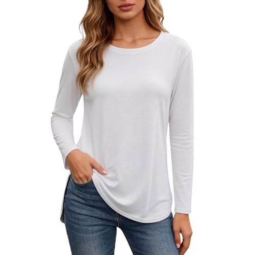 Tunique décontractée col rond coupe ample manches longues vêtement femme stretch