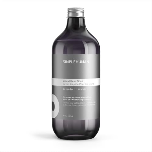 simplehuman Lavender Liquid Hand Soap Refill Bottle 30 fl. oz. Gentle & Refreshing Rosewood Herb Aroma Moisturizing Vitamin E Sulfate & Paraben Free Optimized for simplehuman Sensor Pump