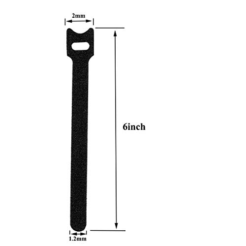 BALABALA 50pcs 6-Inch Multi-Purpose Reusable Hook and Loop Cable Ties Fastening Straps Tie downs - Black