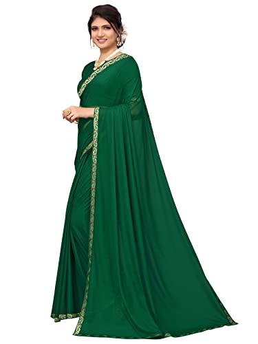 Image of SIRIL Women's Lace & Peral Work Saree with Unstitched Blouse Piece