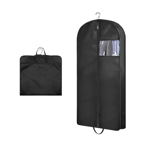 JAONLD Housse Vetements à Suspendre 102cm Housse Costume Homme avec Fenêtre Transparente Housse Robe de Mariée noir Housse Vetement à Suspendre pour...