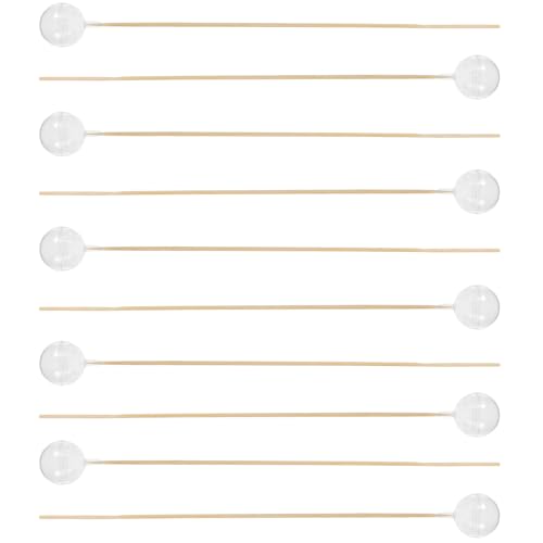 POPETPOP Soportes Transparentes para Chocolates y Trufas 10 Juegos 10 Tallos de Madera de 40 CM Porta Chocolates de Plástico para Ramos y Embalaje Floral Adecuado para San Valentín y