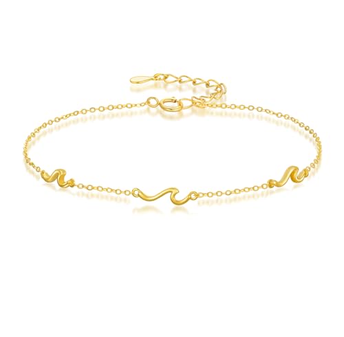 14k Gold Wave Bracelet 14k Solid Gold Wave Bracelet Ocean Beach Jewelry Christmas Gifts for Women