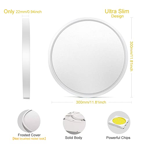 12 Inch 24W Dimmable Led Flush Mount Ceiling Light Fixture With Remote Control, 2800K-6500K Color Changeable, 10%-100% Brightness Adjustable, Flat Modern Round Ceiling Lamp Lights For Bedrooms.etc. #TOP1