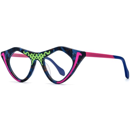 Image of HEPIDEM Multicolor Acetate Glasses Frame Women Cat Eye Eyeglasses Men Optical Spectacles 9291
