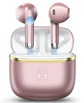 Wireless Earbuds, HiFi Stereo Deep Bass,Bluetooth 5.3 Headphones with 4 ENC Noise Cancelling Mic,40H Playtime, IPX7 Waterproof Bluetooth Earphones, Bluetooth Earbuds Dual LED Display,2025