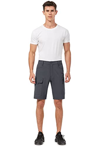 Hiauspor Men's Hiking Cargo Shorts 9"/10" Quick Dry Lightweight Waterproof for Golf Tactical Fishing Casual with 6 Pockets (Dark Grey, 36) - Image 8