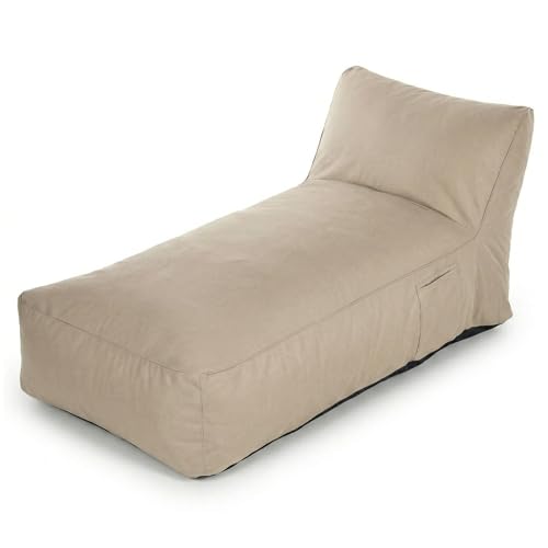 80 Oak Premium XXL Outdoor Sitzsack-Liege mit Memory Foam Füllung, wetterfest & UV-beständig, 600D Oxford Nylon, für Garten, Balkon, Pool (Beige/Hellgrau/Dunkelgrau) (Beige, Sitzsack lang)