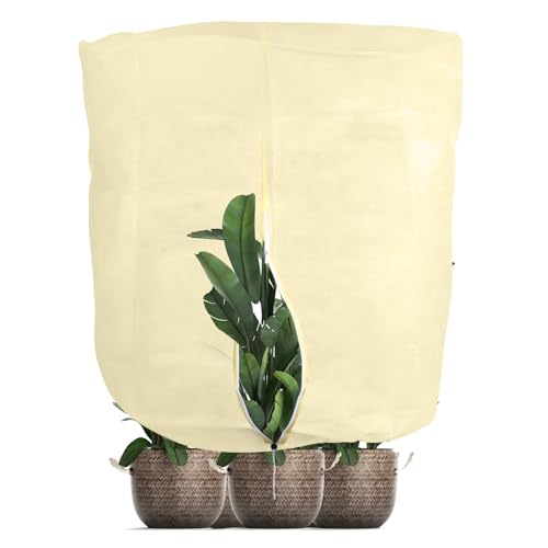 YHNDECO Protezione Invernale per Piante, 200x240 cm Cappuccio Protezione Piante con Cerniera e Coulisse, Copertura Piante Inverno, Telo Antigelo per Piante, Copri Piante Inverno Esterno