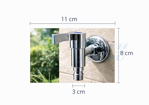 Image of BATH GURU Washing Machine Tap | Durable Wall Mounted Zinc Faucet with Ergonomic Plastic Handle | Sleek Chrome Finish Water Tap for Bathroom & Garden | Reliable Nozzle Tap for Home Use