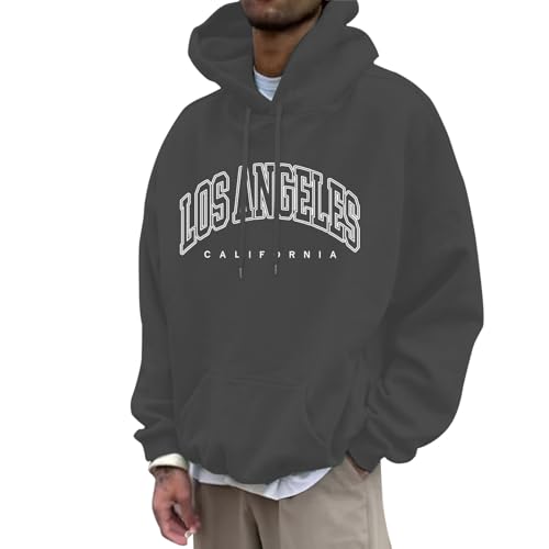 Pull à capuche pour homme avec lettres imprimées et manches longues