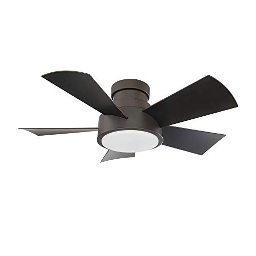 Image of Vox 38 in Smart Indoor and Outdoor Smart Flush Mount Ceiling Fan in Bronze with Remote Control 2700K