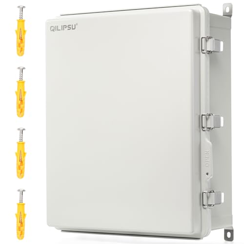 QILIPSU UL94-V0 Outdoor Electrical Box 20.3"x16.4"x7.9" Waterproof Junction Box Weatherproof PC/ABS Alloy Plastic IP66 Project Electric Enclosure Grey Hinged Door