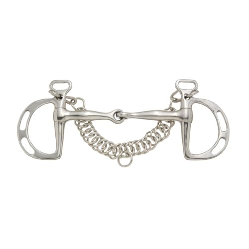 Tough 1 Kelly Silver Star Stainless Steel Slotted Kimberwicke Snaffle with Chain, 5-Inch Mouth