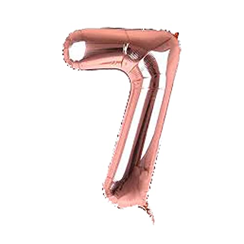 Image of Rosegold 32 Inches 7 Numbers Shape Large Big Foil Helium Balloons For Party Decorations In Happy Birthday Anniversary Office Items Materials Set Pack, Pack Of 1