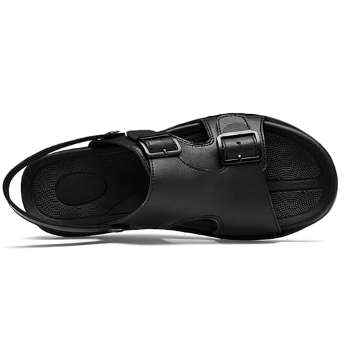 Men's Genuine Leather Open Toe Flat Fashion Sandals Summer Comfortable Dual Use Slip On Athletic Walking Sandal for Driving Casual Beach3