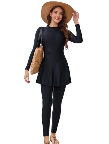 Muslim Swimsuits for Women 3 Piece Long Sleeves Swimming Suit Islamic Swim Tops Pants Skirt Rash Guard